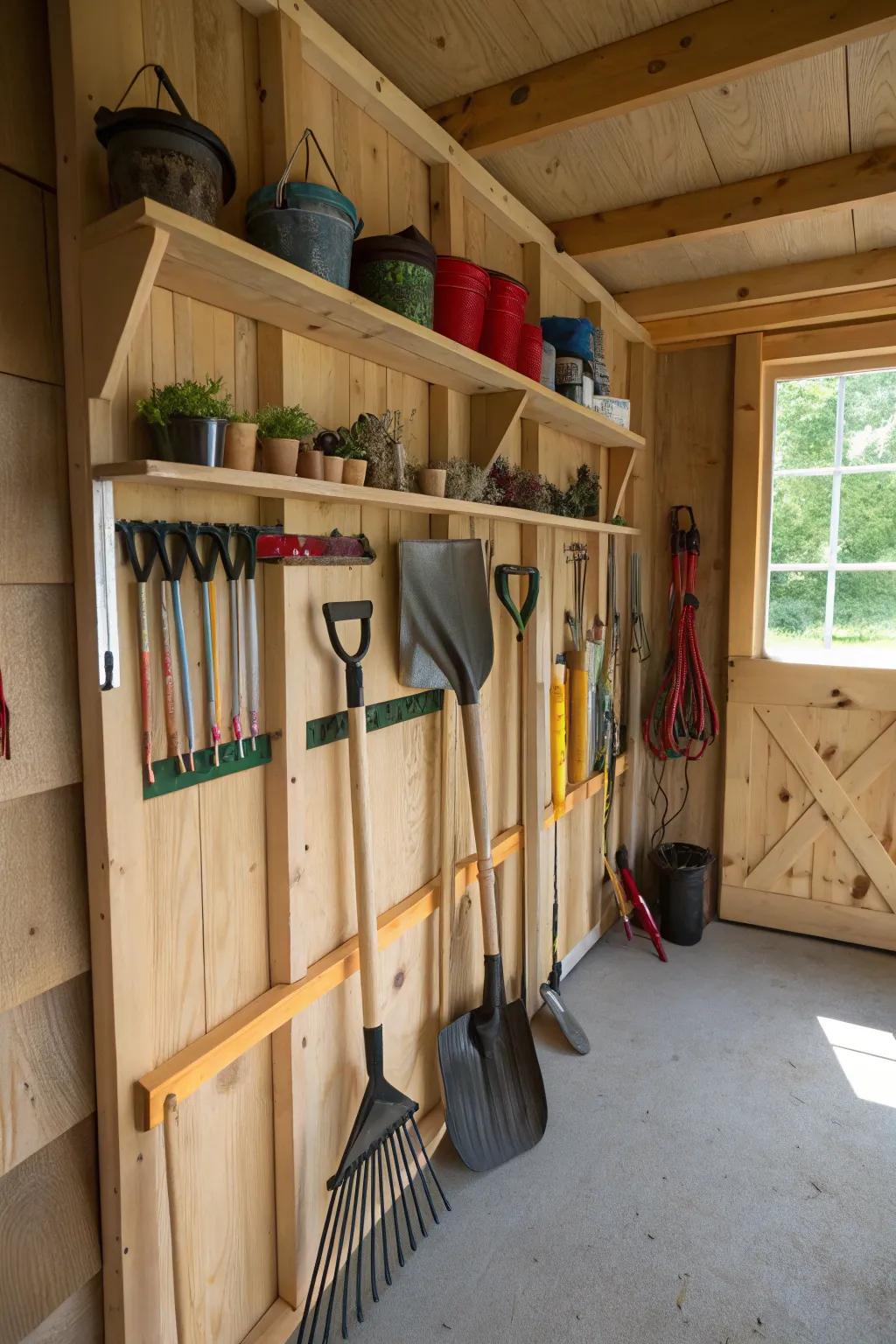 Maximize your shed's potential with smart tool storage solutions.