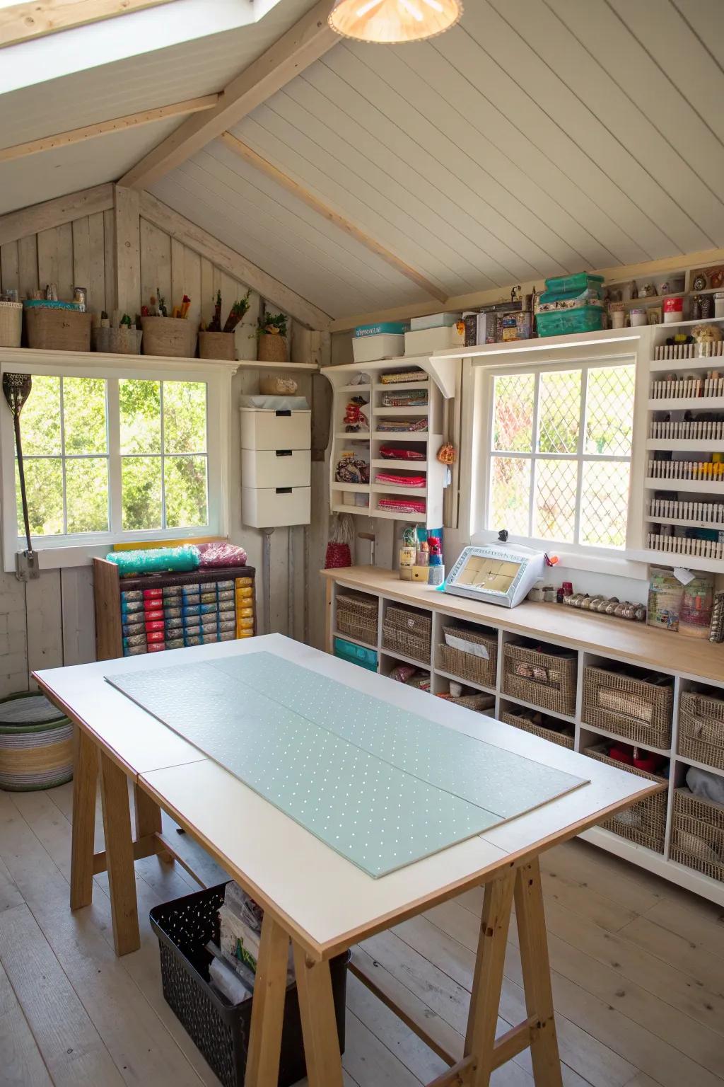 Let your creativity flow in a dedicated crafting corner.