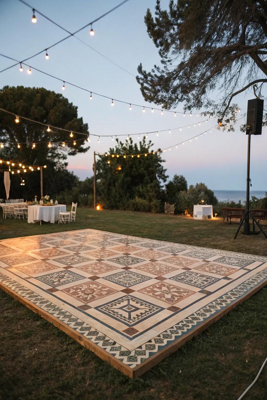 Add a touch of luxury with a chic carpeted dance area.