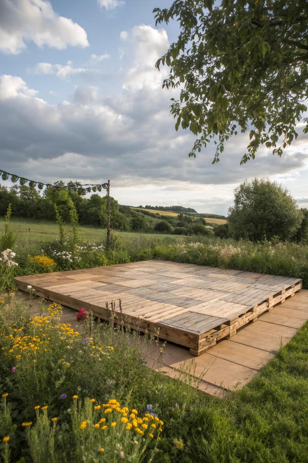Go green with a sustainable pallet dance floor.