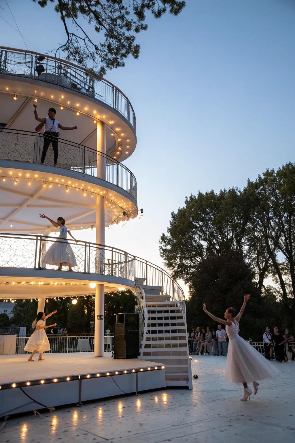 Elevate the experience with multi-level dance platforms.