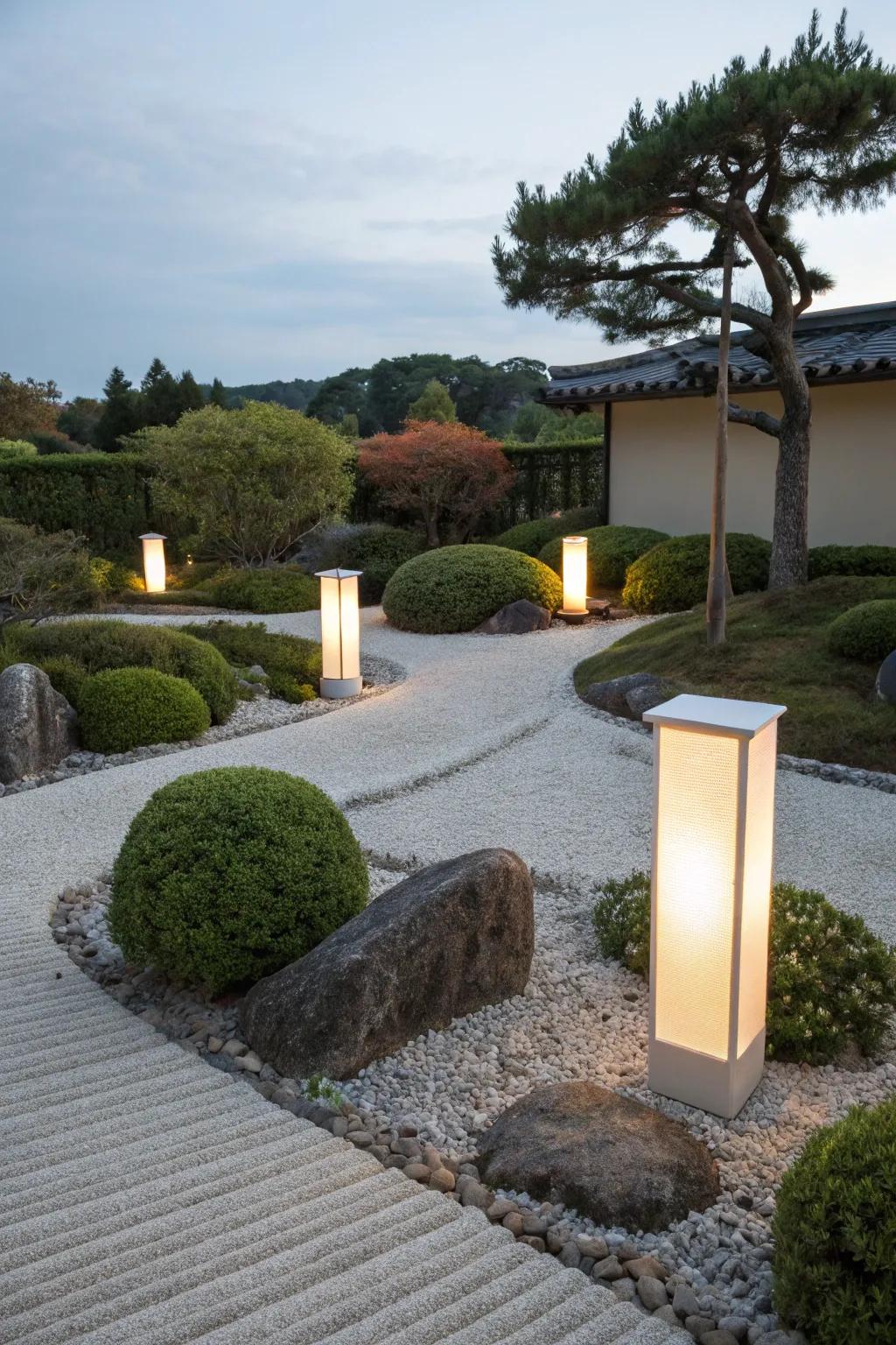 Find peace with Zen-inspired lighting in your garden.