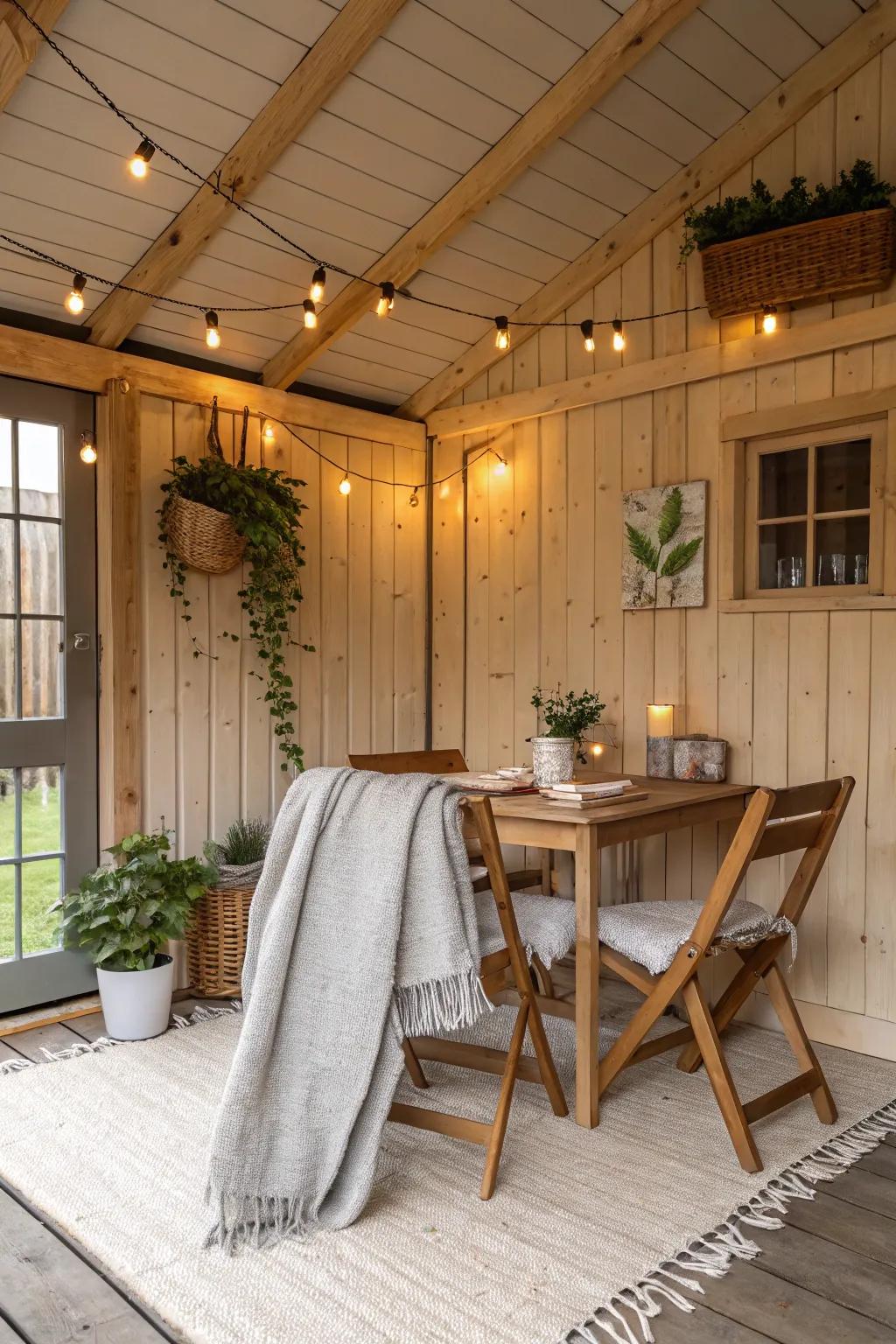 Simple yet stylish decor in this shed cabin.