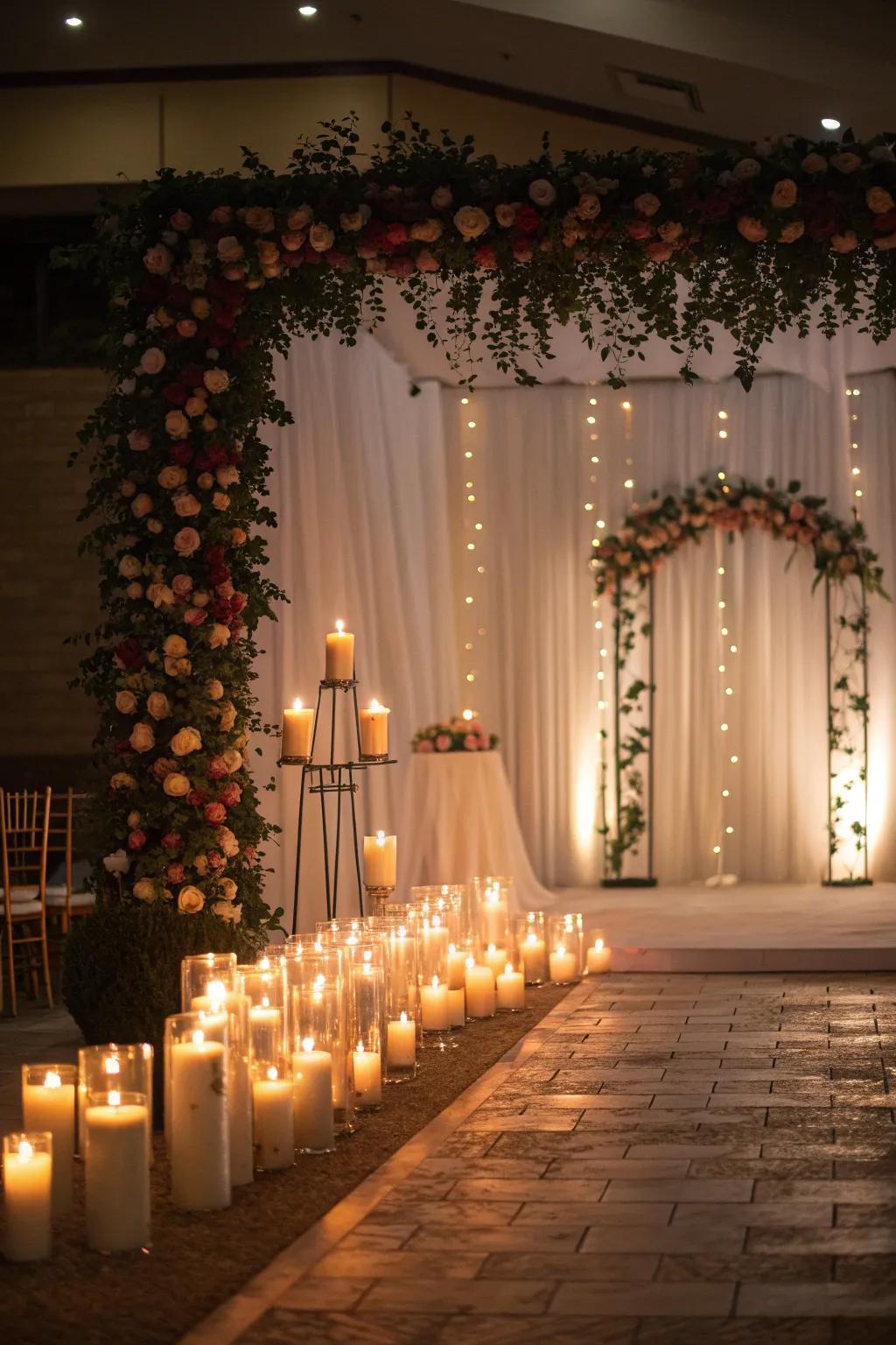 Candles add a warm and intimate glow to wedding ceremonies.