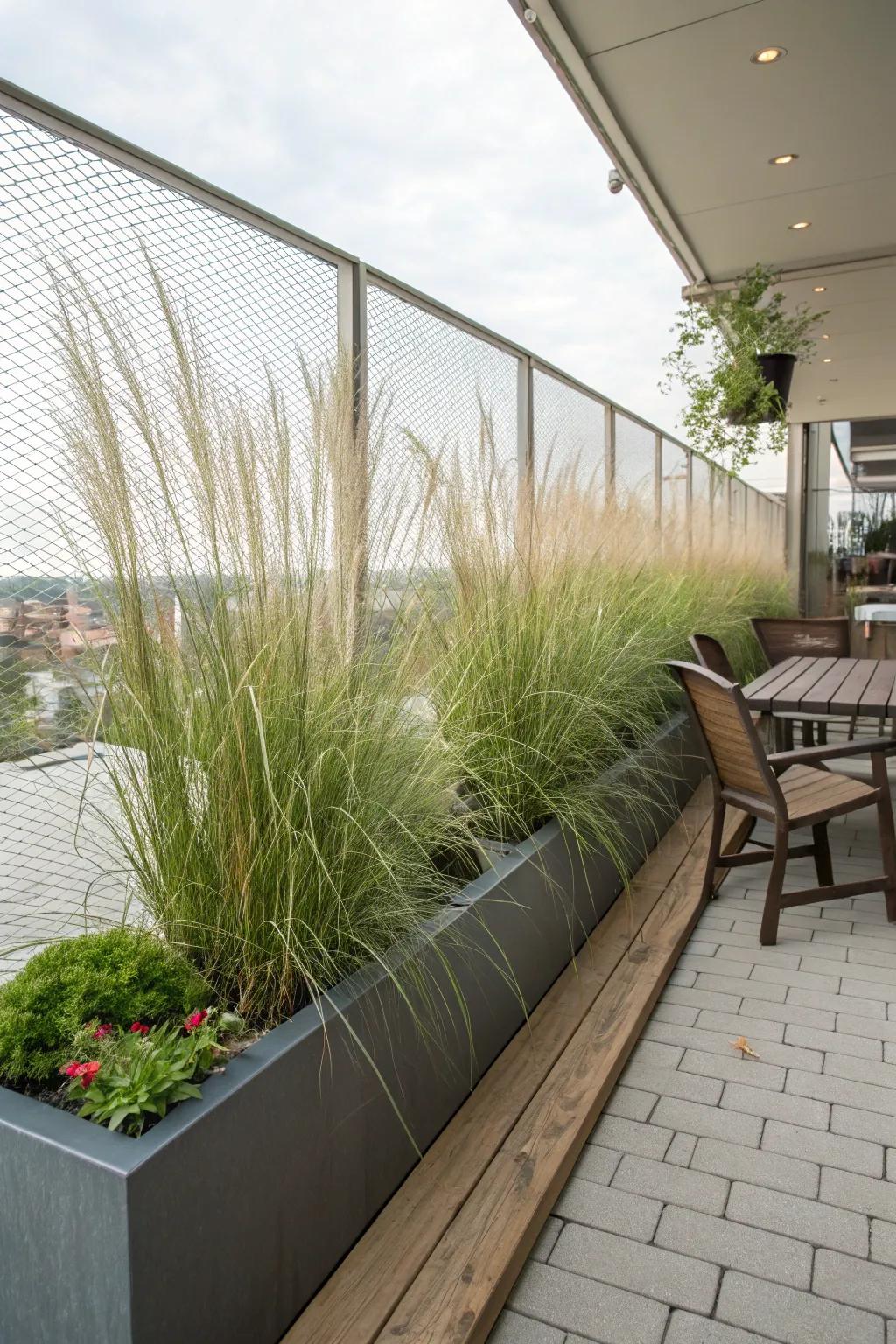 Planter boxes can provide stylish and natural privacy.