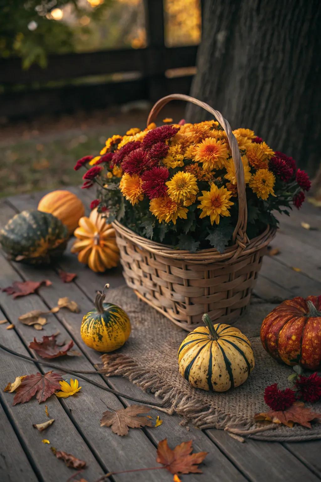 Cozy autumn vibes with a seasonal basket.