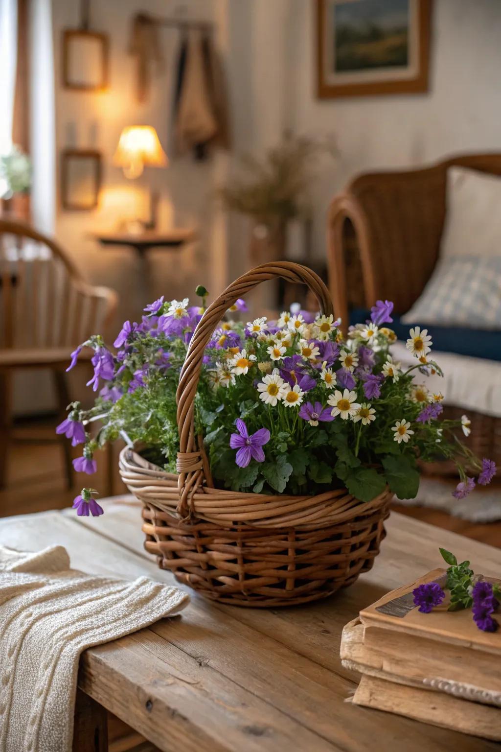 Cottagecore charm with a mix of wildflowers.