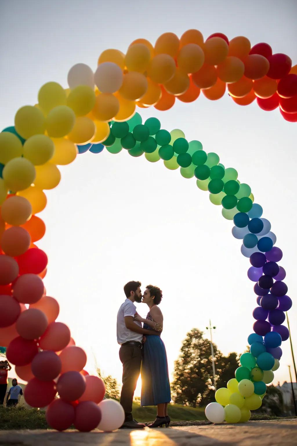 A unique circle-shaped balloon arch full of symbolism.