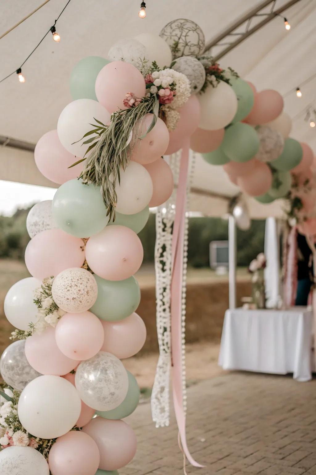 An elegant vintage balloon arch with timeless appeal.