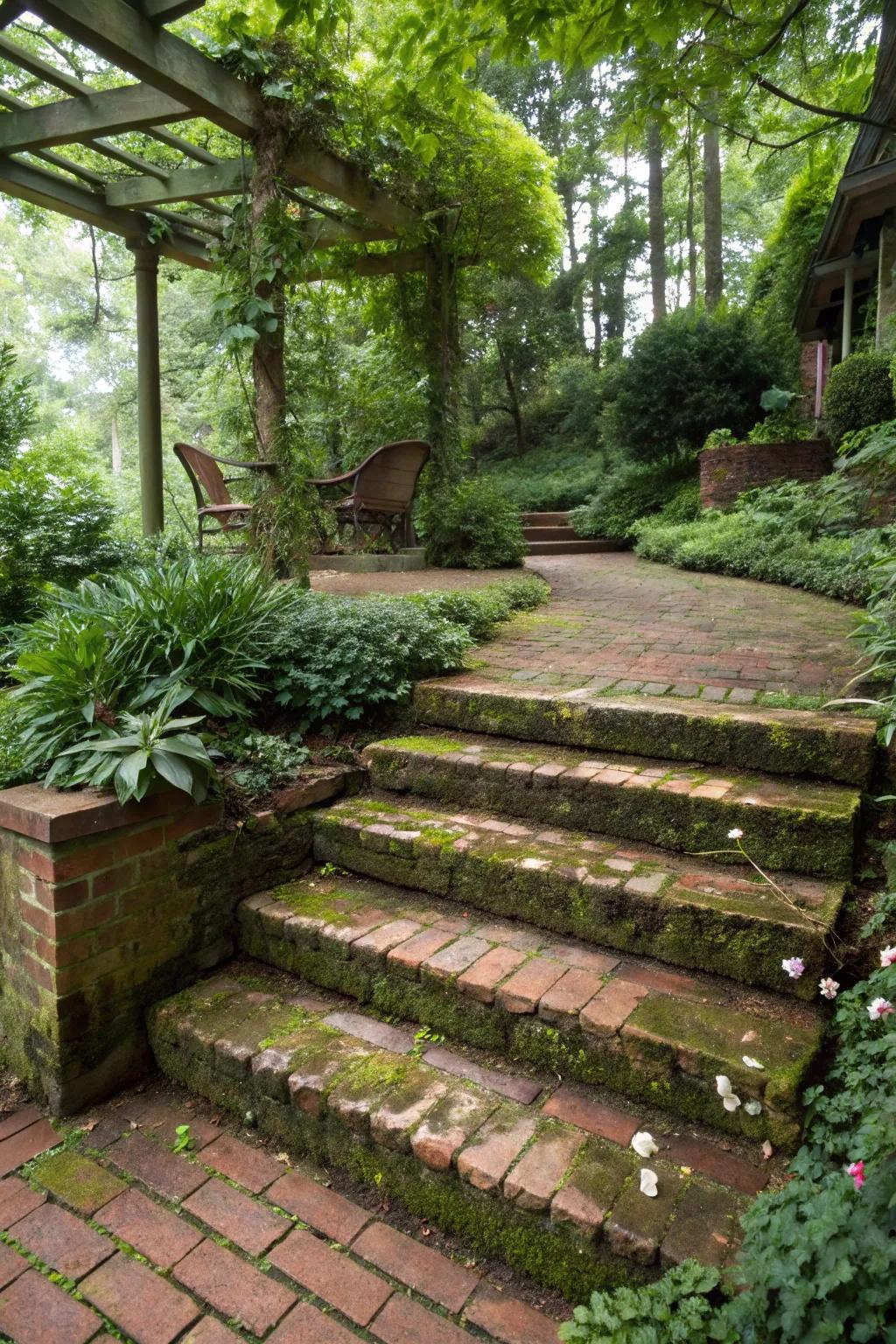 Brick steps add charm and functionality to your garden.