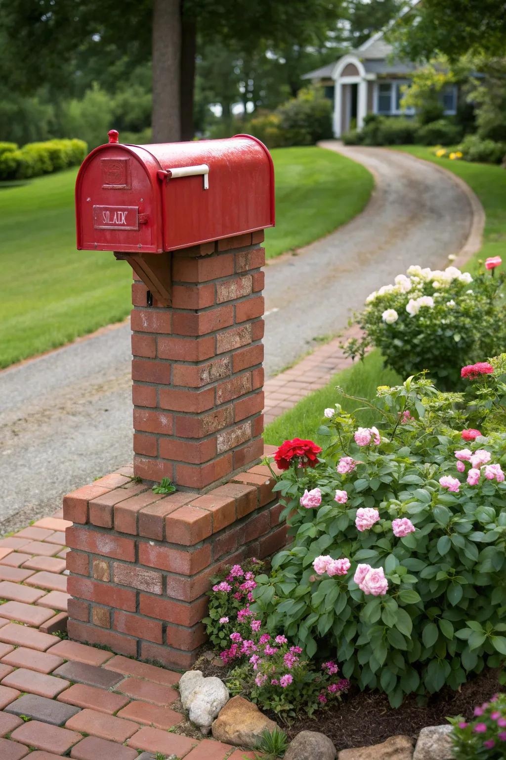 A brick mailbox stand adds elegance to your home's entrance.