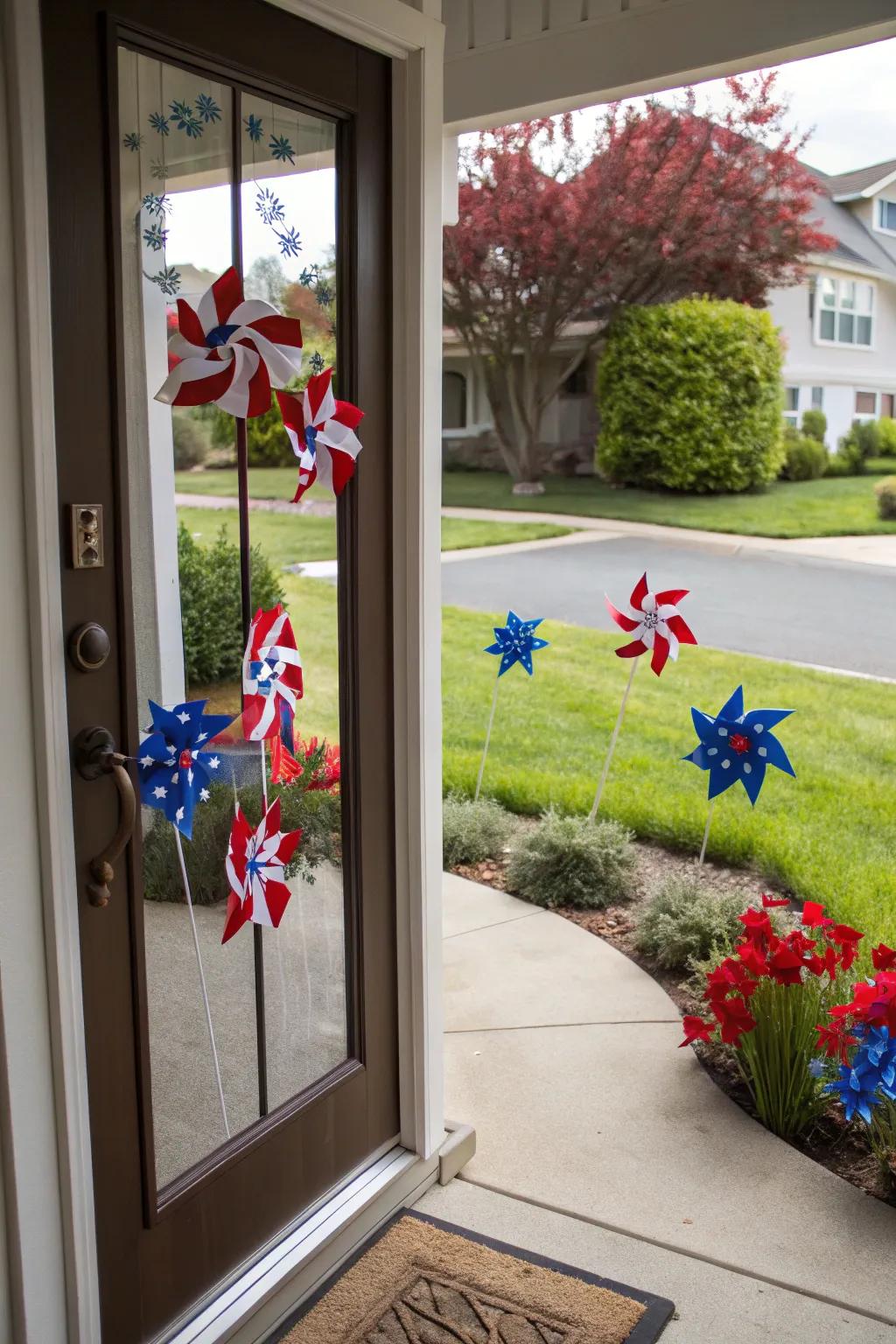 A pinwheel display adds a whimsical and dynamic touch.
