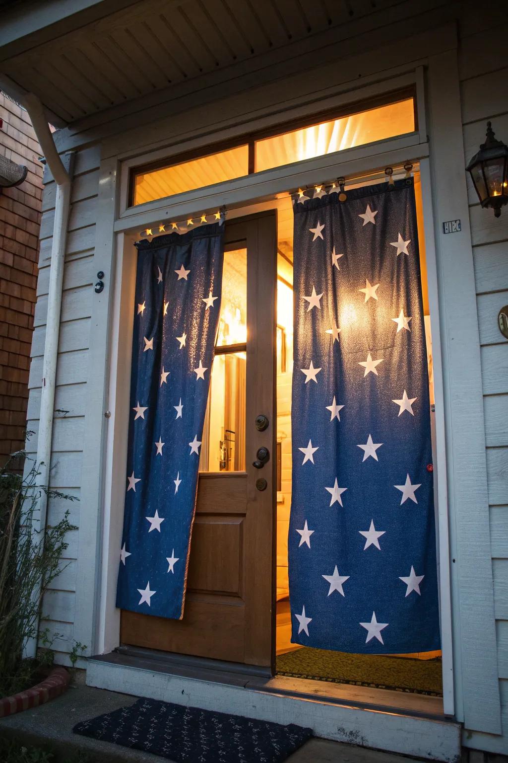 A starry curtain creates a dreamy and romantic entrance.