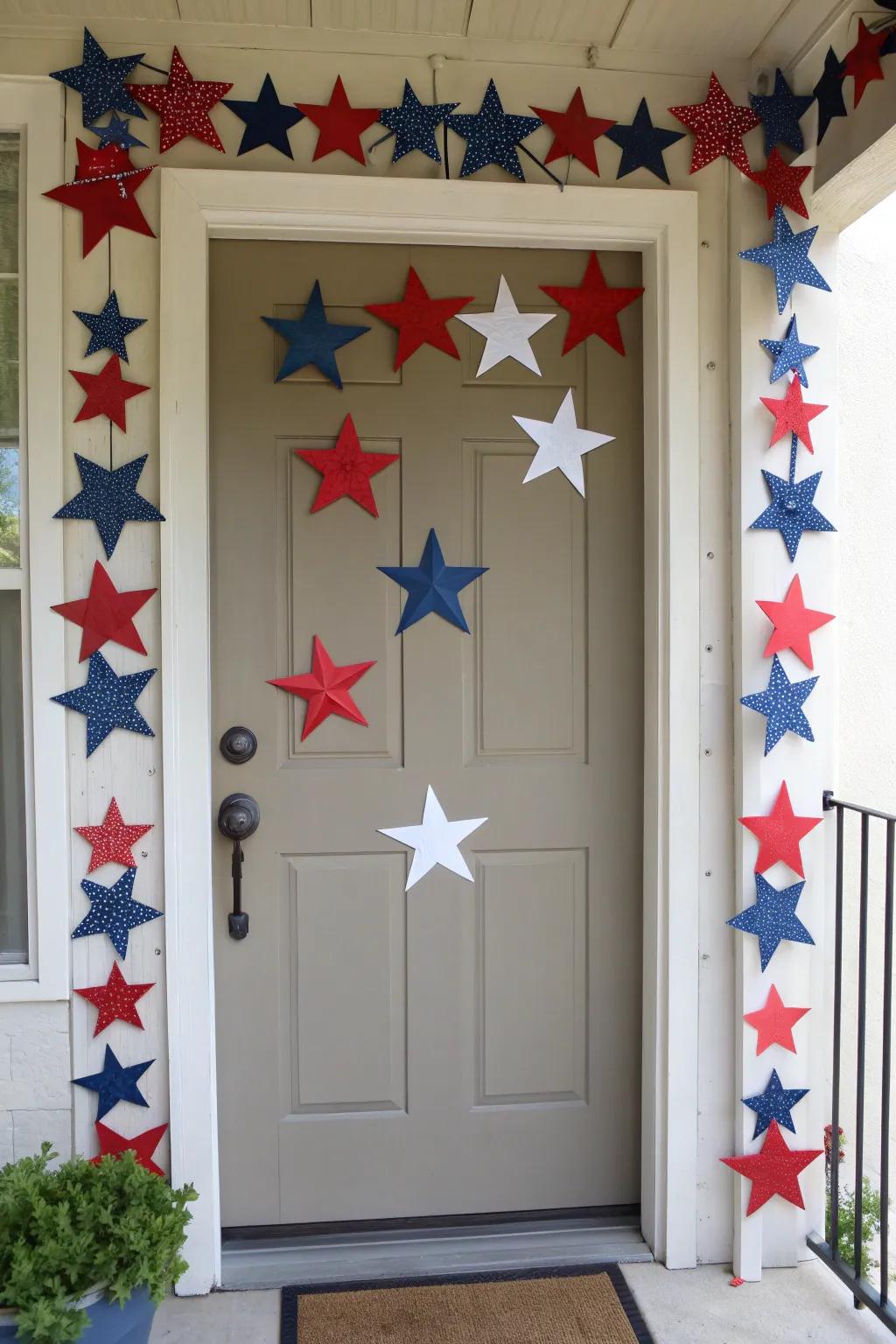 Door frame stars create an eye-catching and patriotic display.