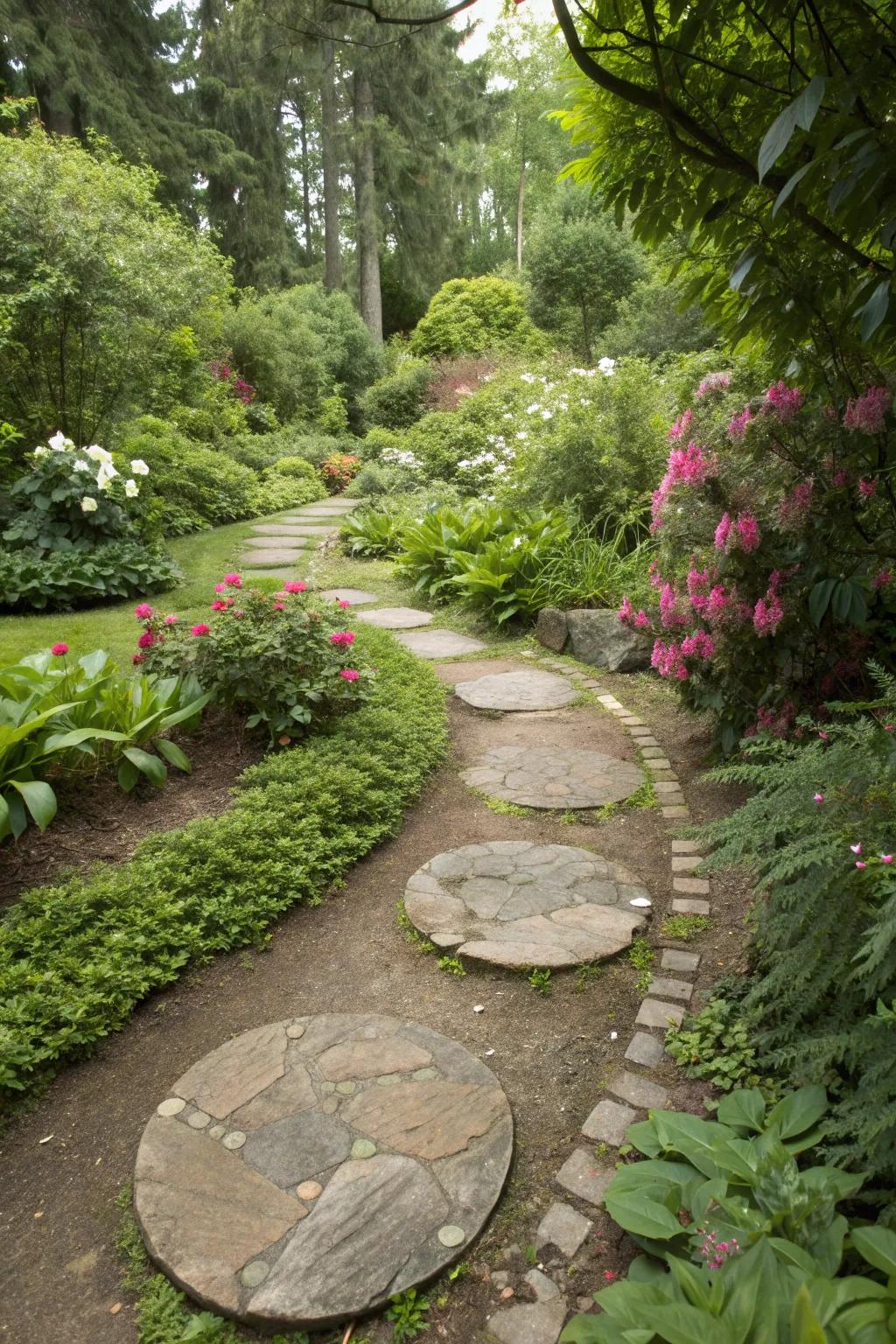 A visually intriguing path using various stone shapes