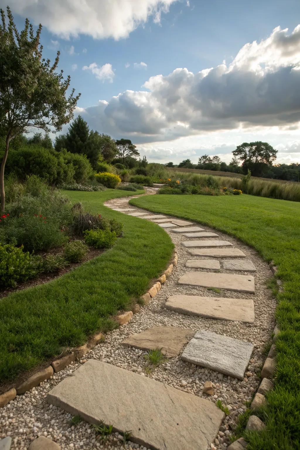 A textured path with mixed materials