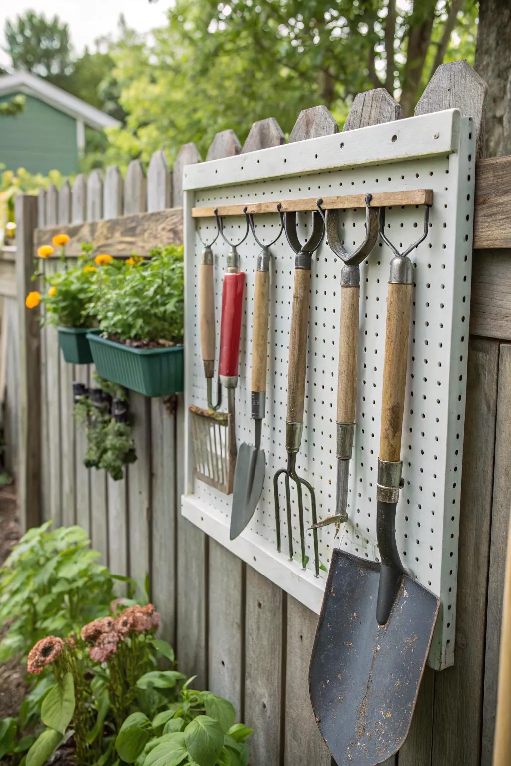 Customize your tool storage with hooks and pegboards.