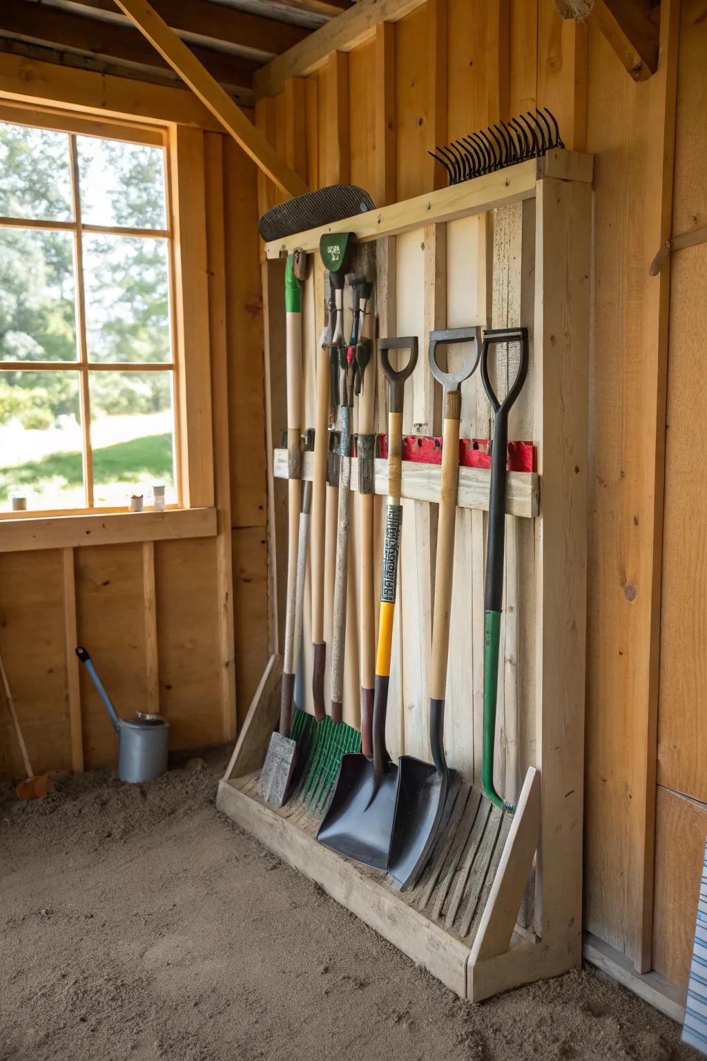 Keep your tools mobile with a freestanding tool rack.