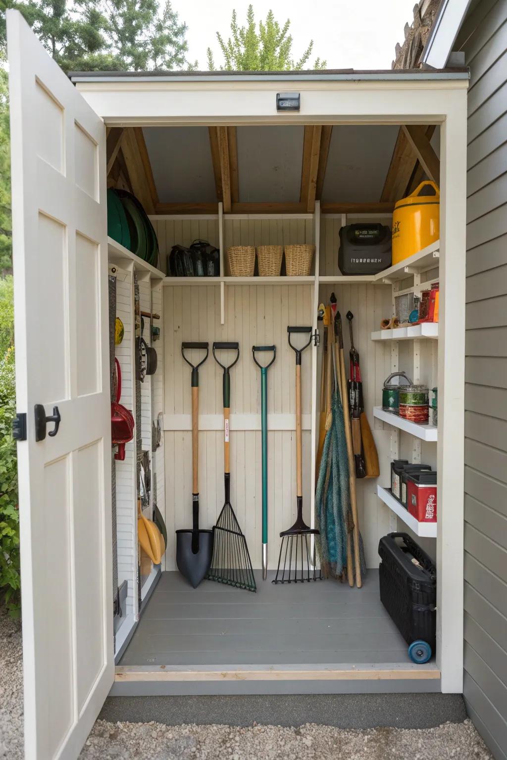 Simplify your storage with a shed built for tools.