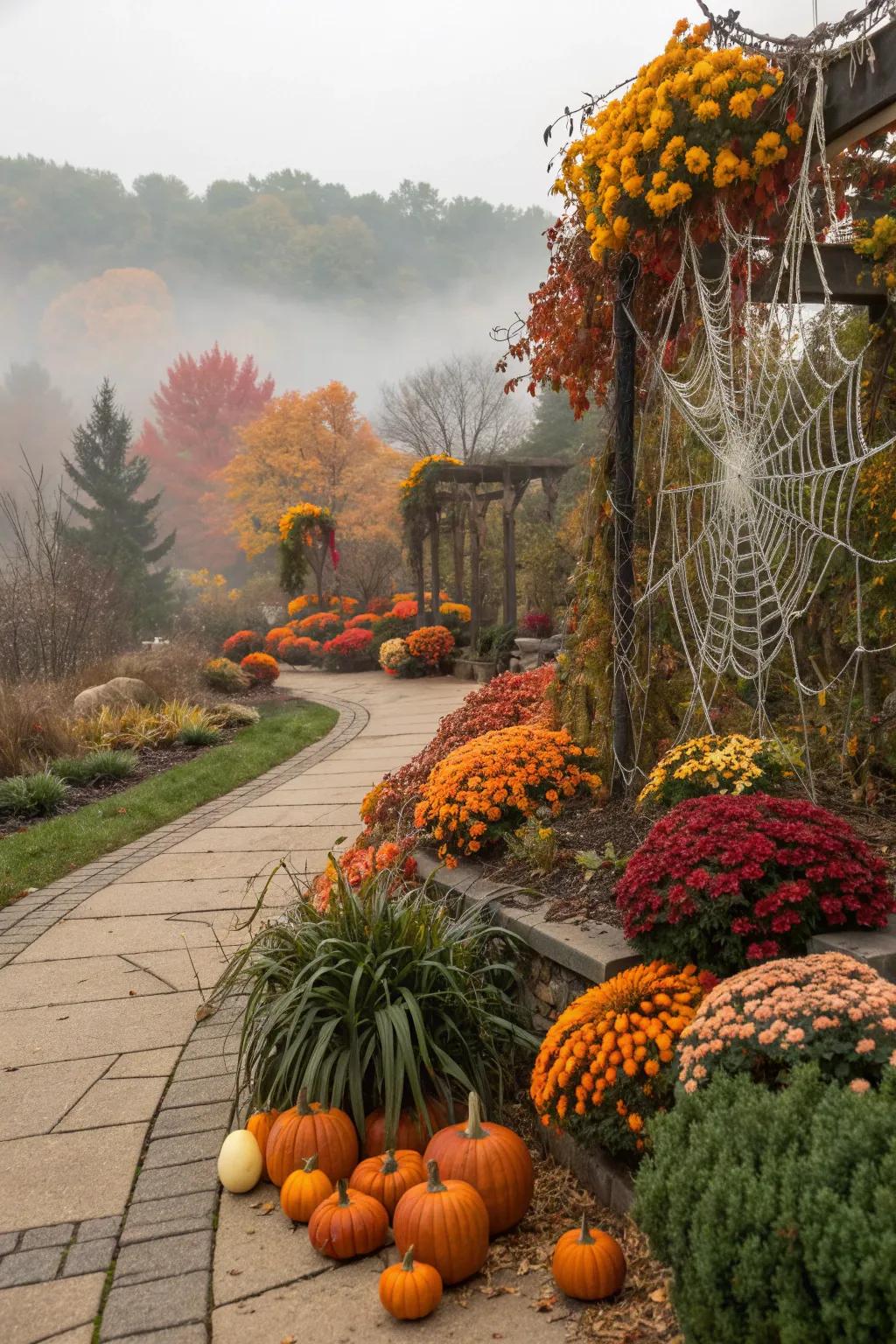 Seasonal plants dressed up with a spooky Halloween twist.