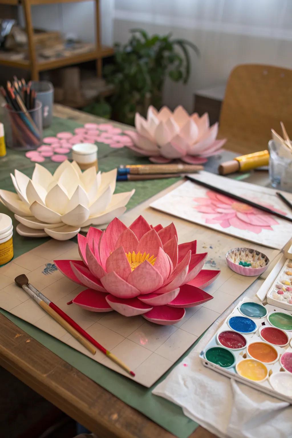 DIY lotus art adds a personal touch to home decor.