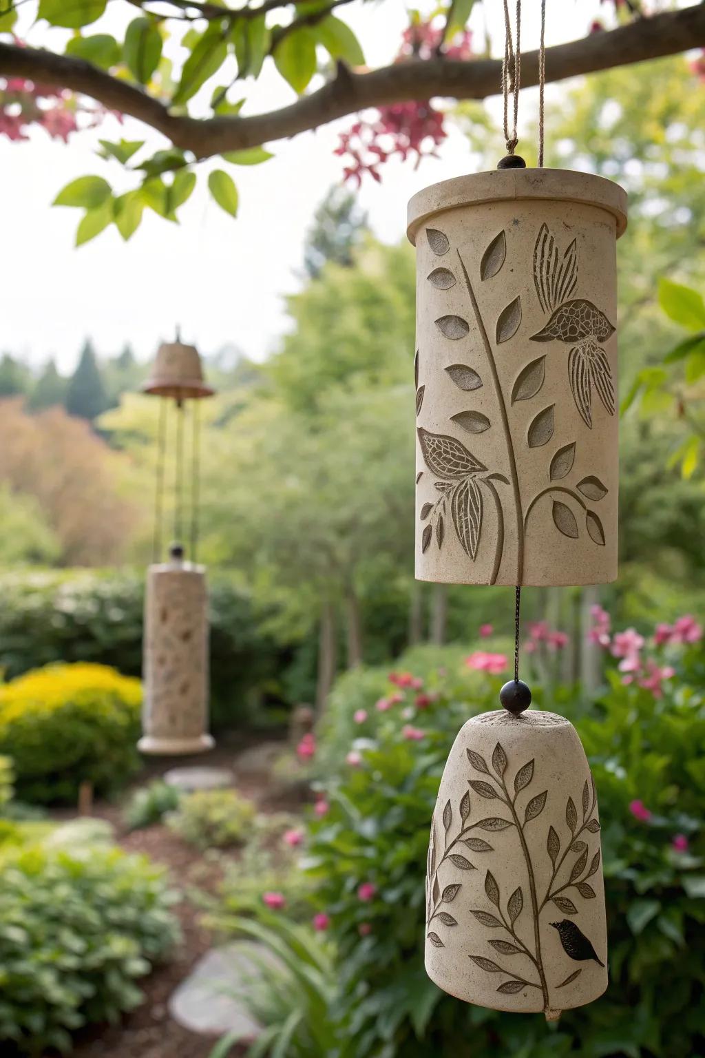 Celebrate nature with nature-inspired clay wind chimes.