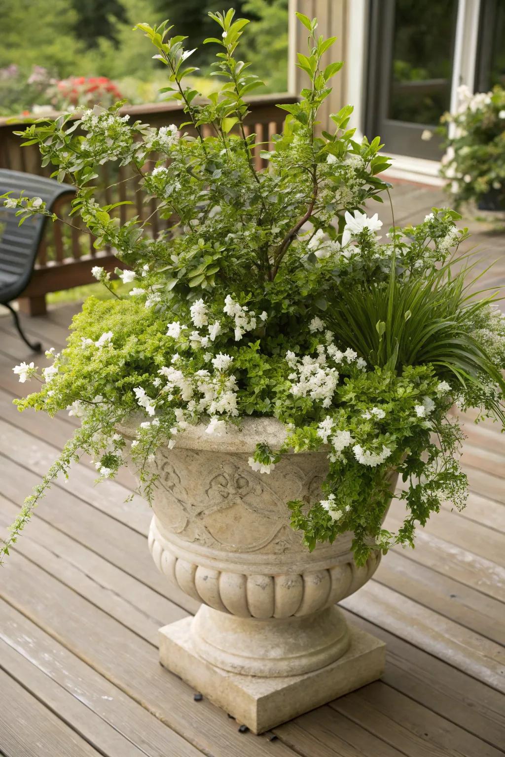 Greenery pairs beautifully with white blossoms.