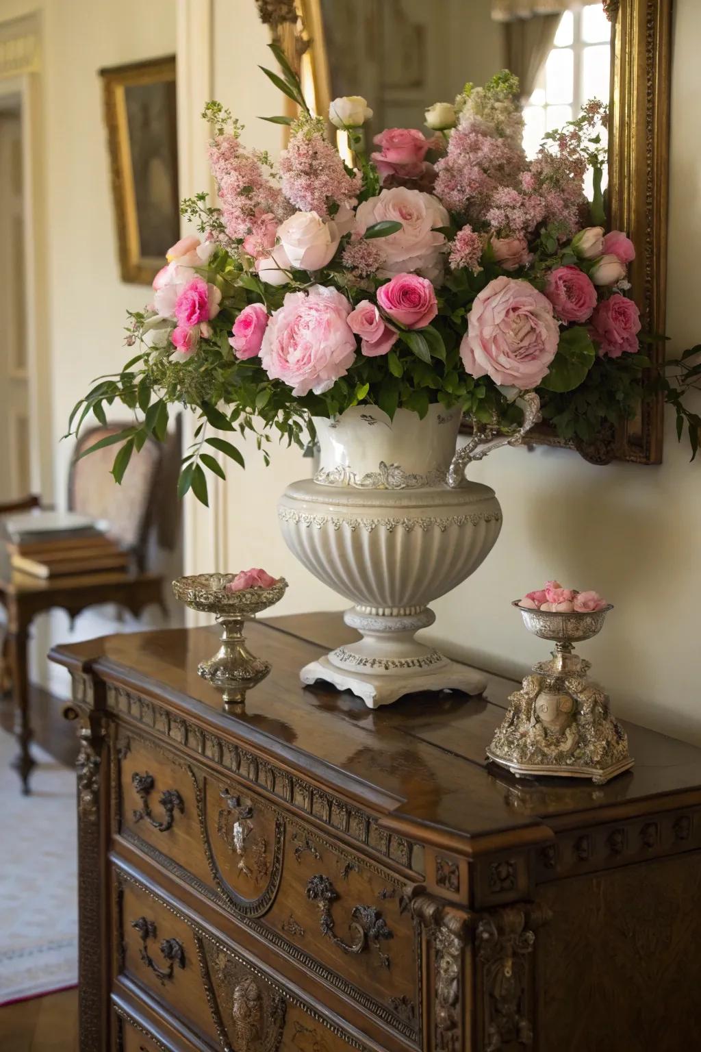 Peonies and roses for timeless romantic elegance.