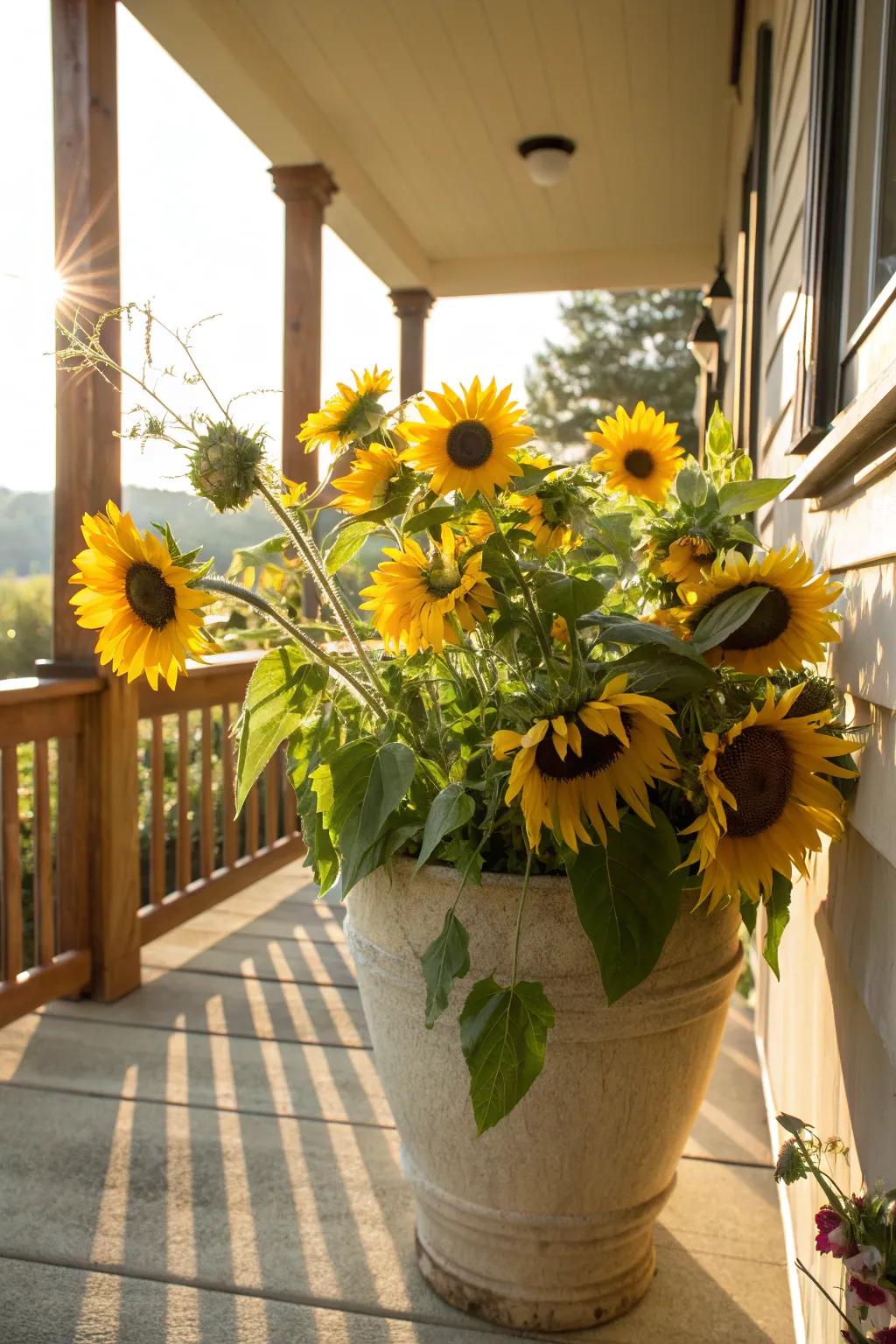 Sunflowers make a bright and cheerful statement.