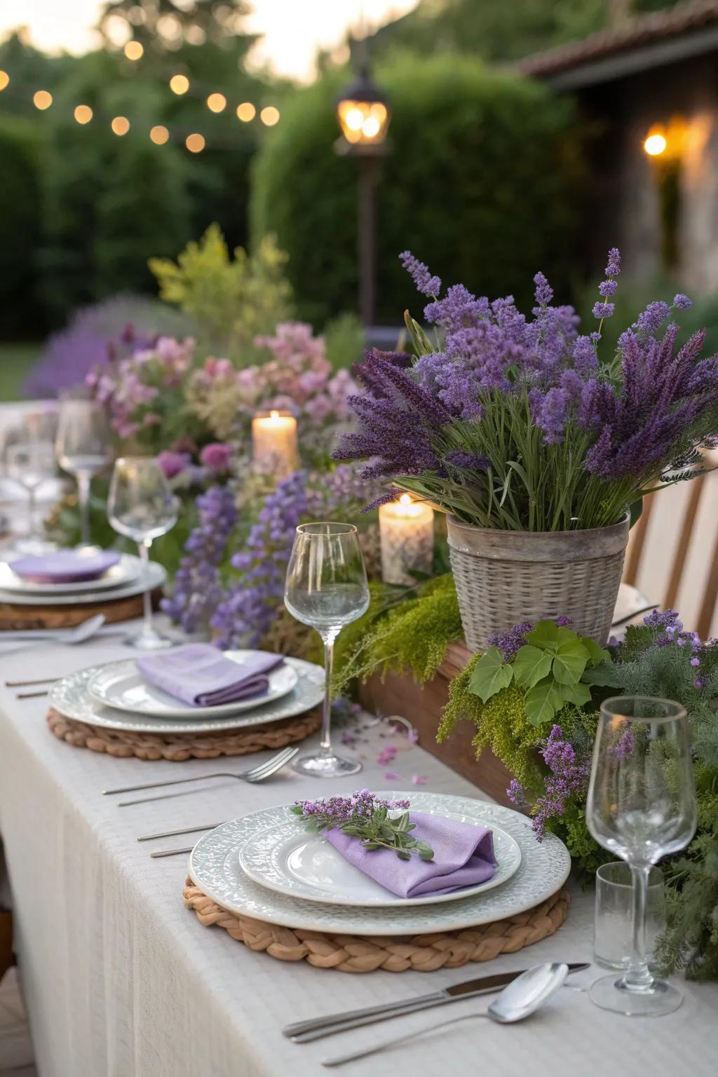 Lavender paired with greenery brings a fresh, natural vibe.