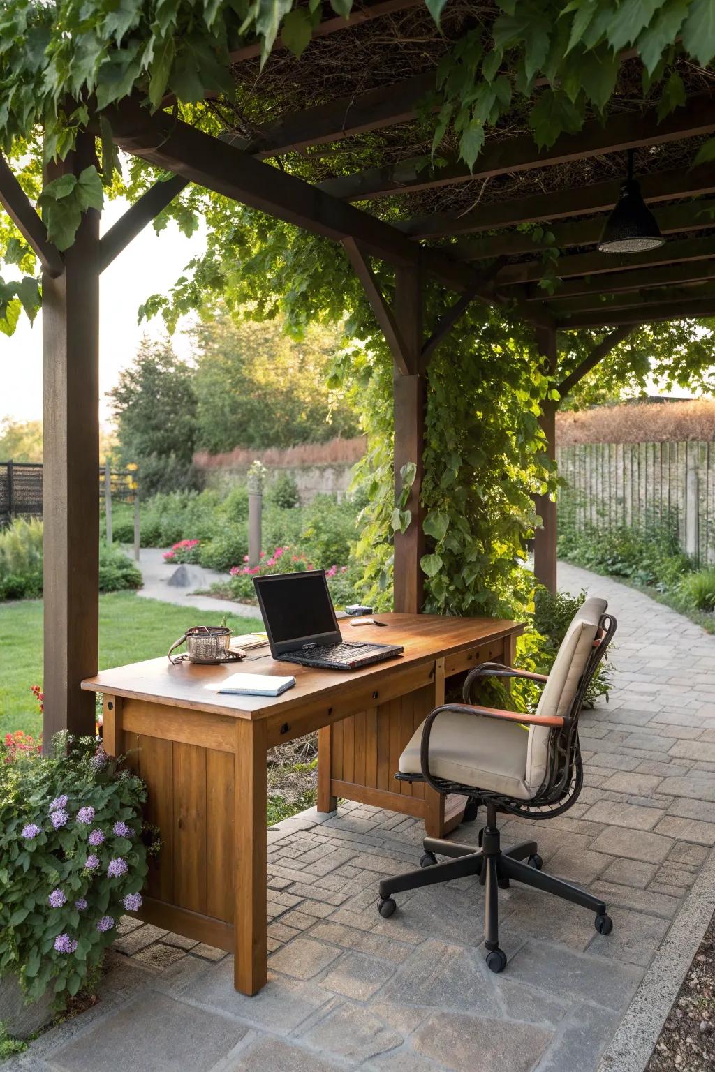 Work under the green canopy.