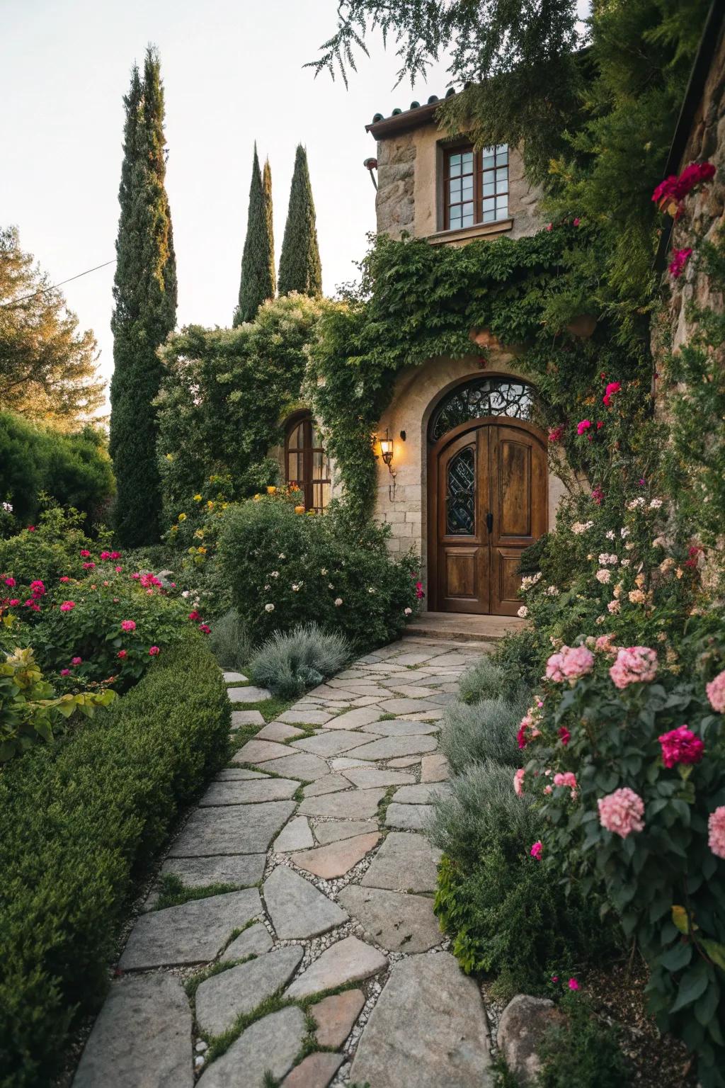 A stone pathway that guides you home with style.