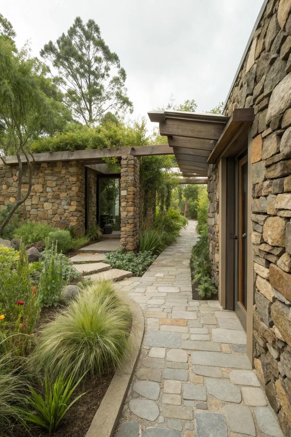 Sustainable stone choices make a responsible and beautiful entryway.