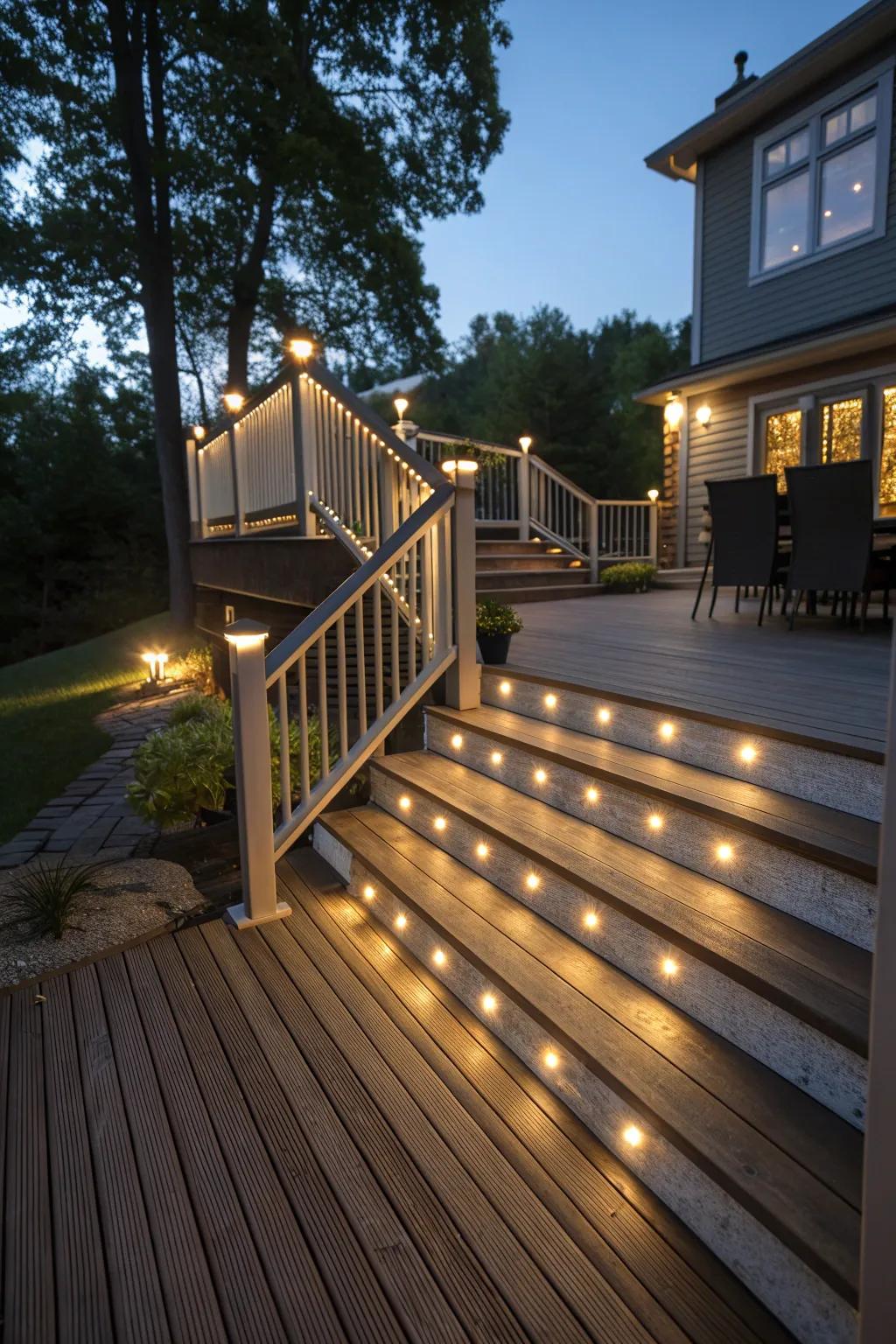 LED stair lights providing safety and style.