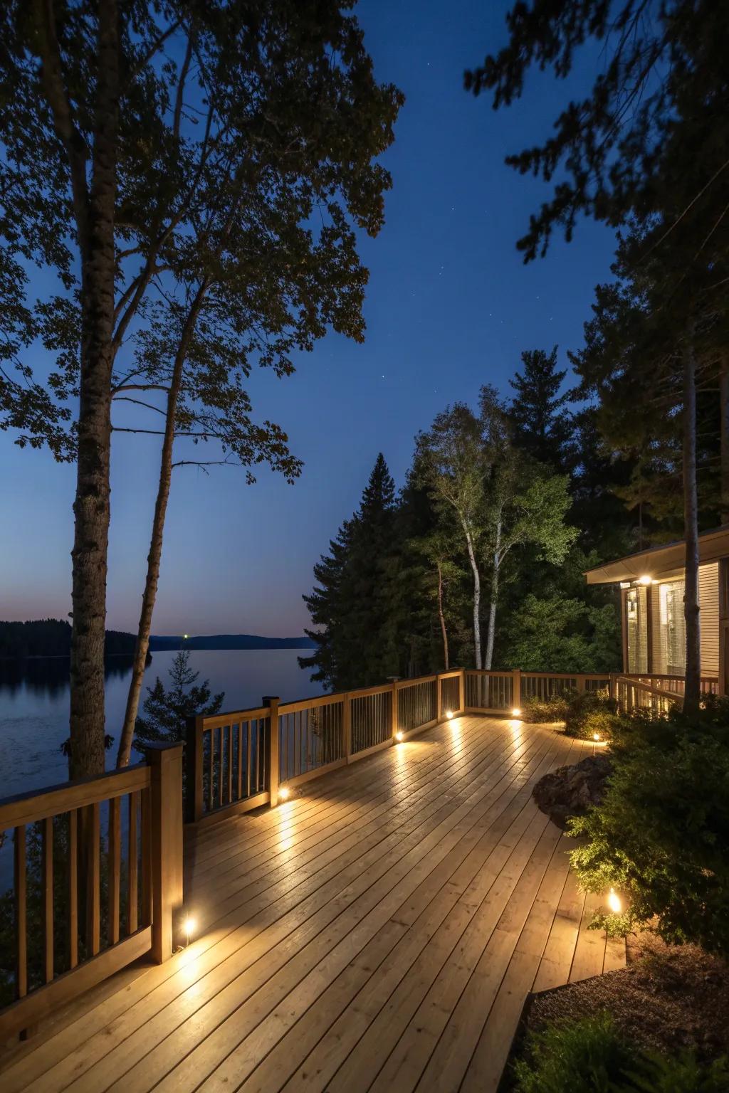 Waterproof lights providing all-weather serenity on the deck.