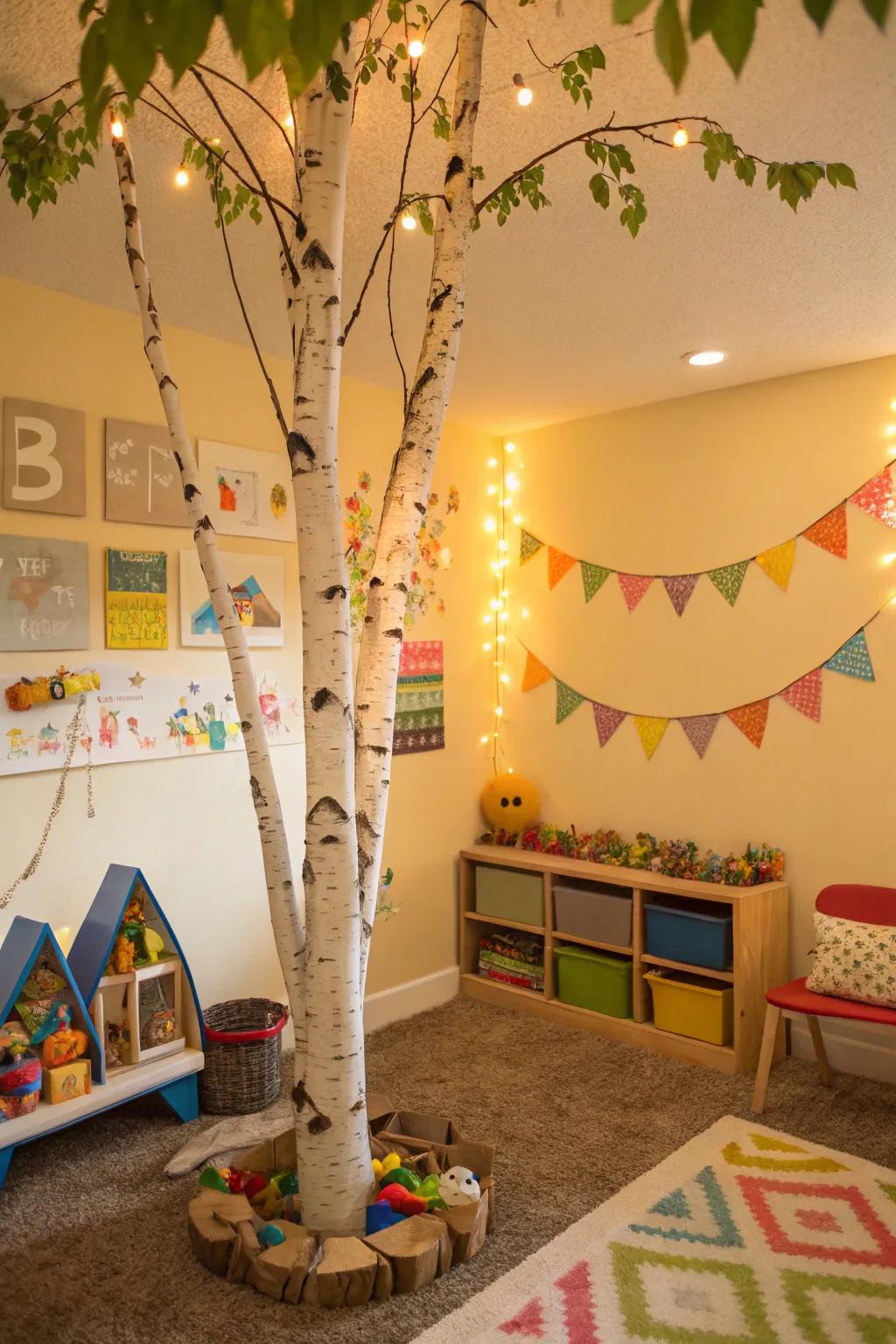 Bring a touch of magic to a child's room with a lighted birch tree.