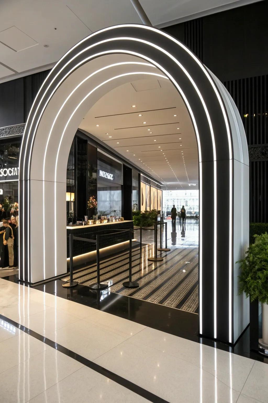 A minimalist modern arch offers a clean and sophisticated look.
