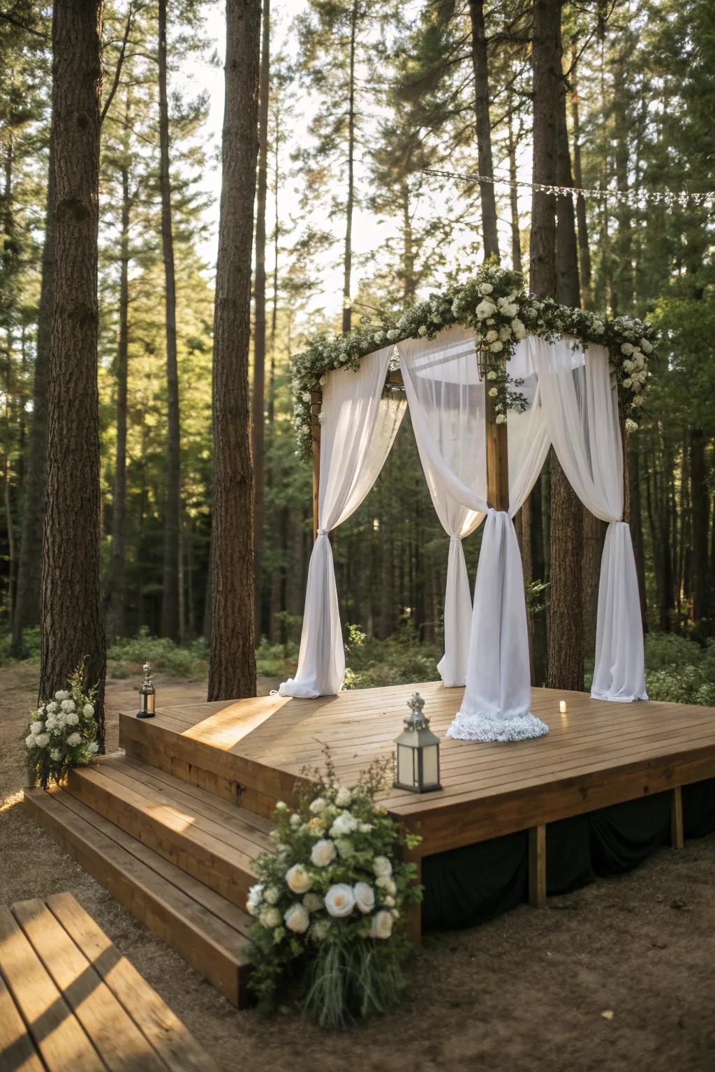 A wooden platform adds a polished look to your ceremony.