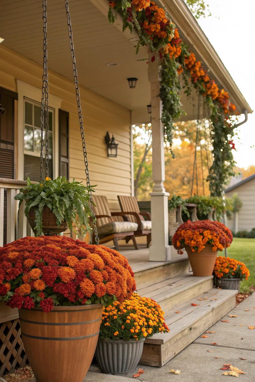 Seasonal flowers add a pop of color