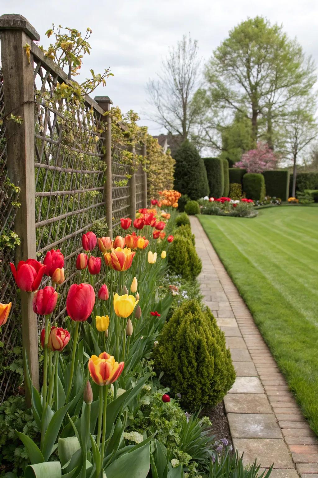 Tall tulips as natural privacy screens.