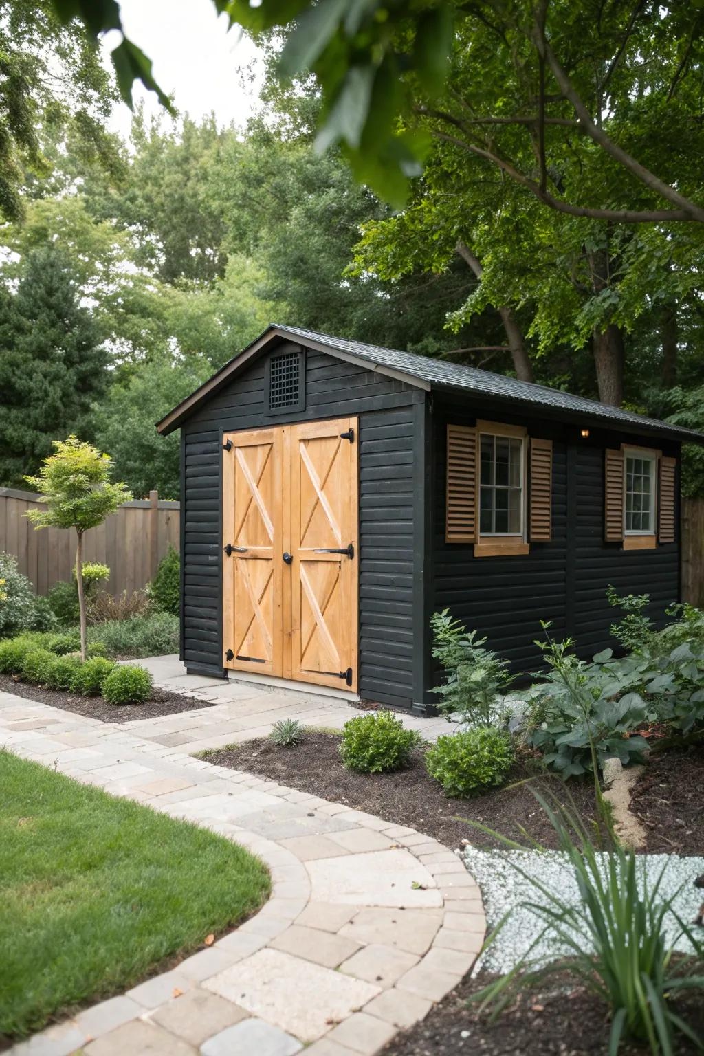 Rustic warmth meets modern elegance with wood accents.