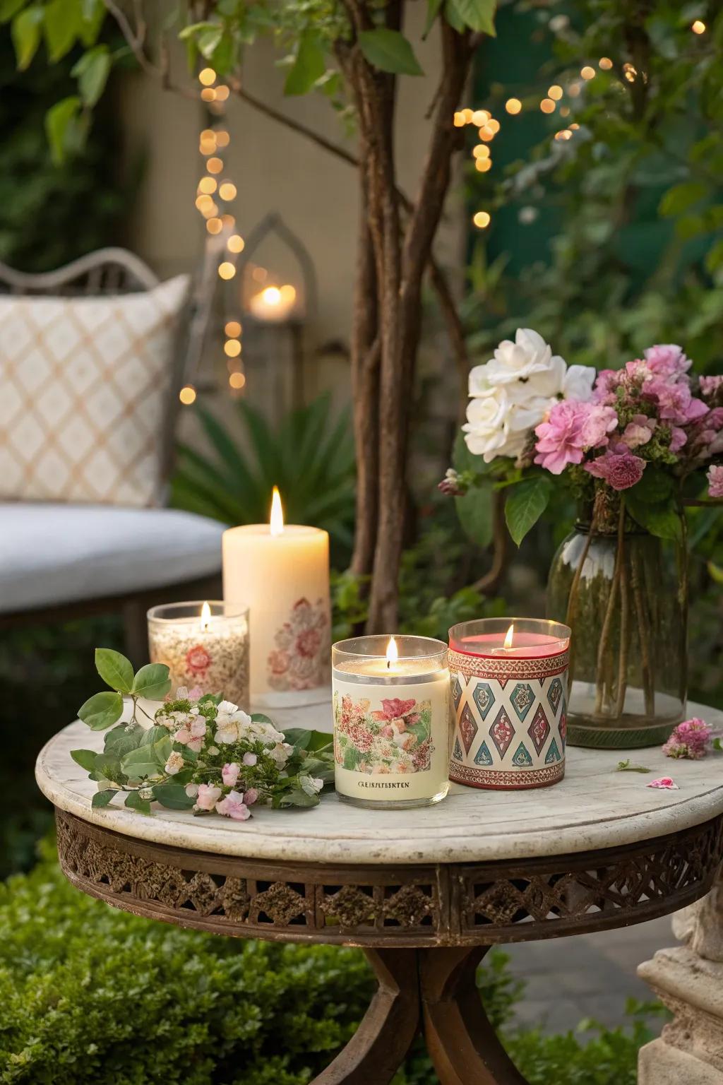 Candles create a serene and inviting atmosphere.