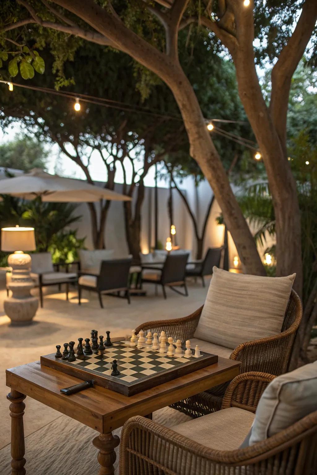 A chess board invites playful sophistication to your space.