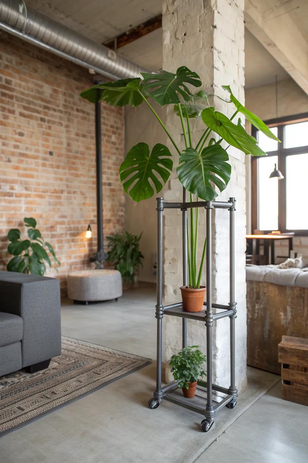 Industrial pipe stands bring an urban feel to your decor.