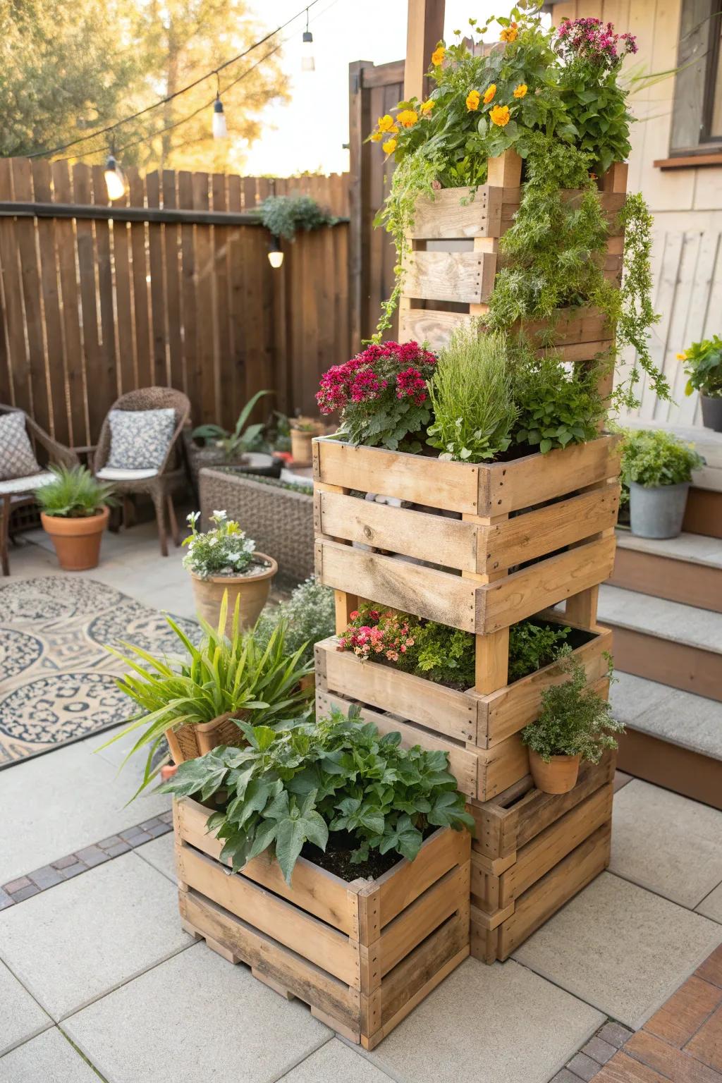 Crate stacks provide a flexible plant display solution.