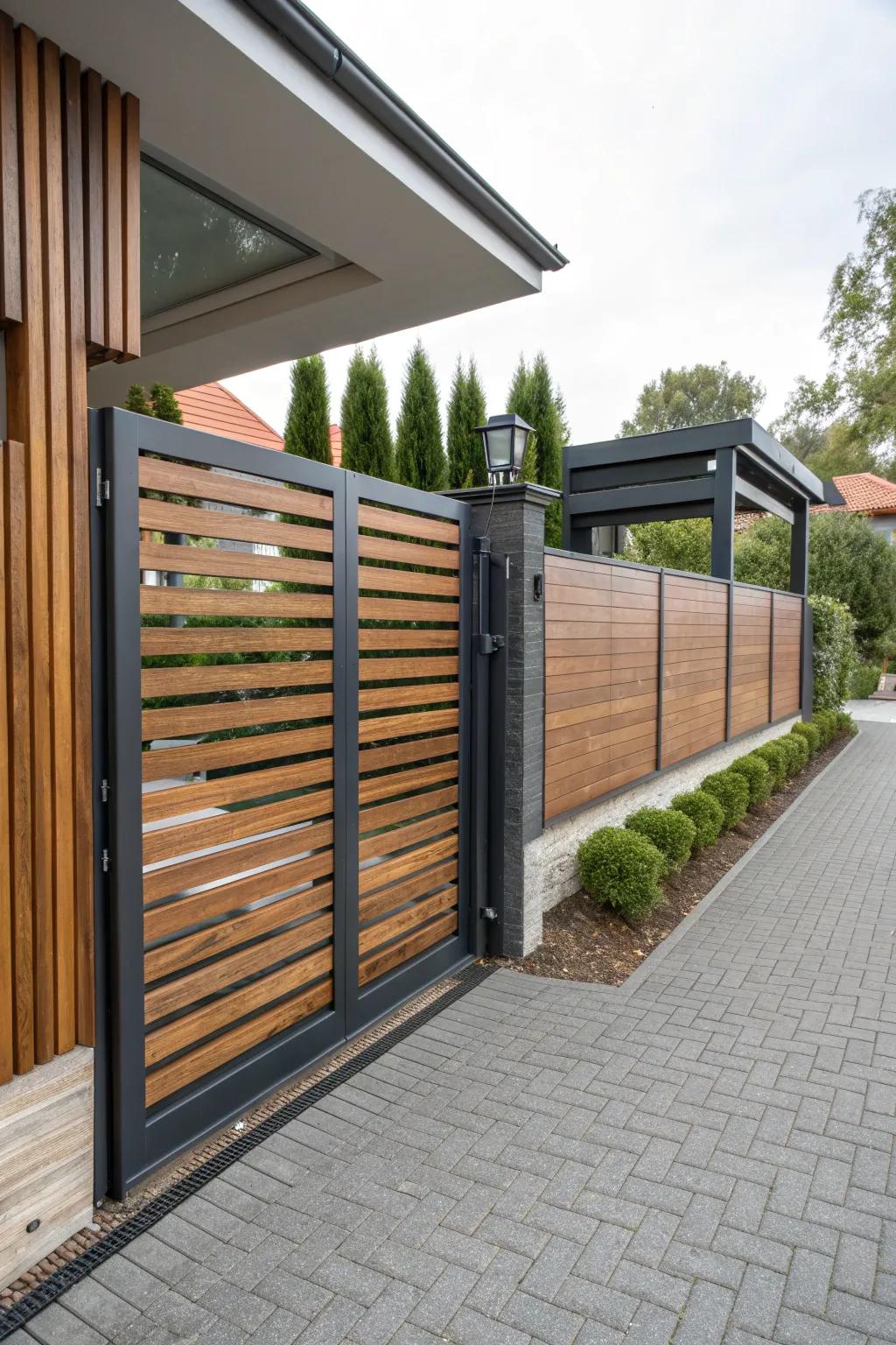 Combine metal and wood for a unique and robust gate.