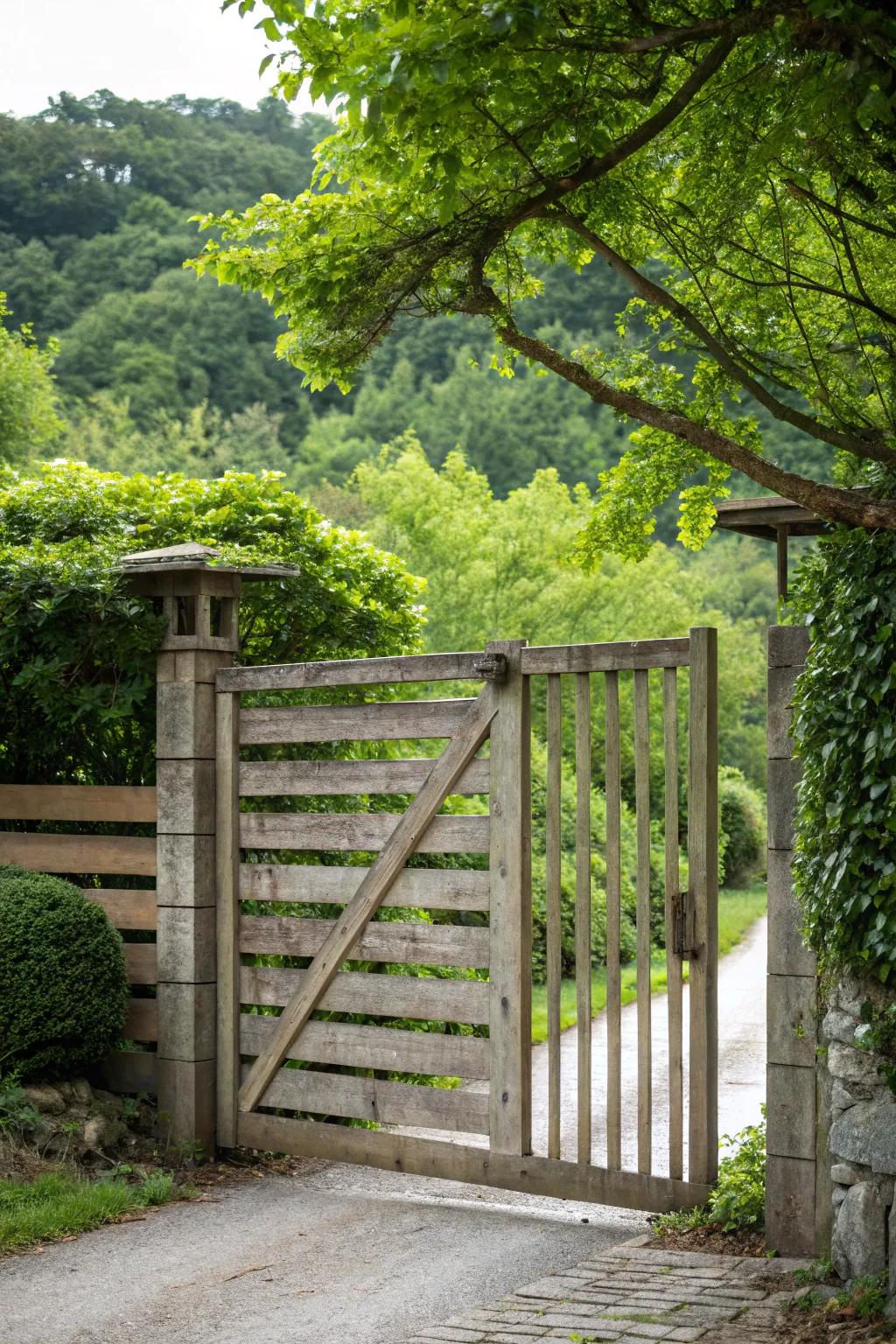 Natural wooden slats provide privacy and style.