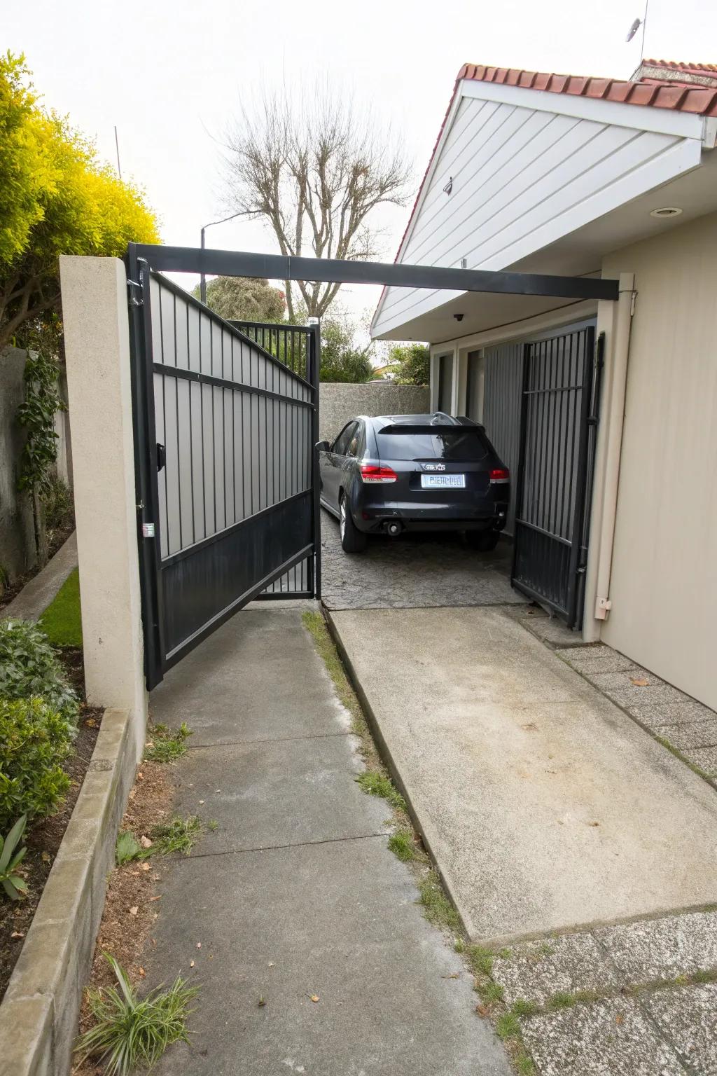 Sliding gates save space and add convenience.