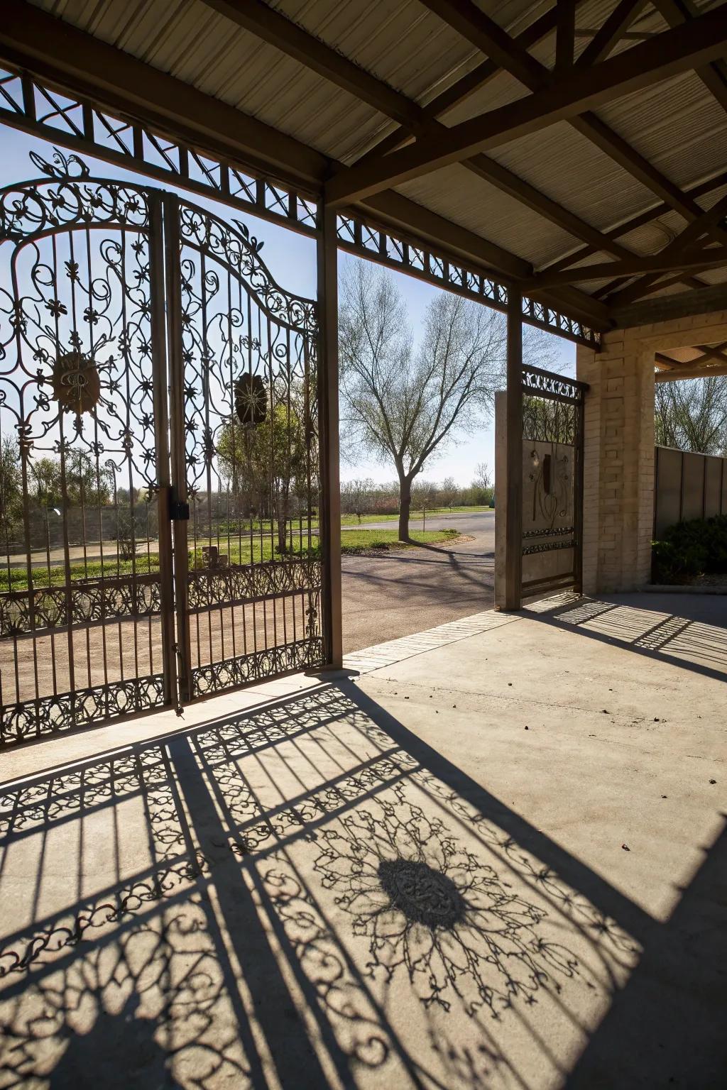 Lattice designs add decorative flair to gates.