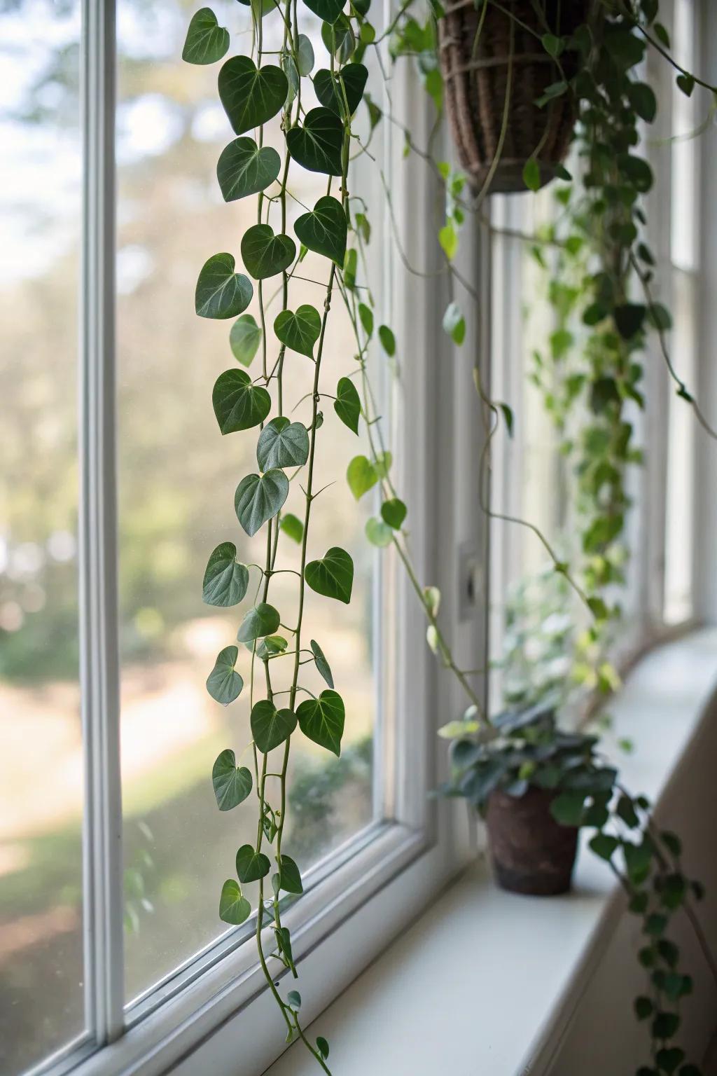 String of Hearts adds a romantic, whimsical touch to a bay window.